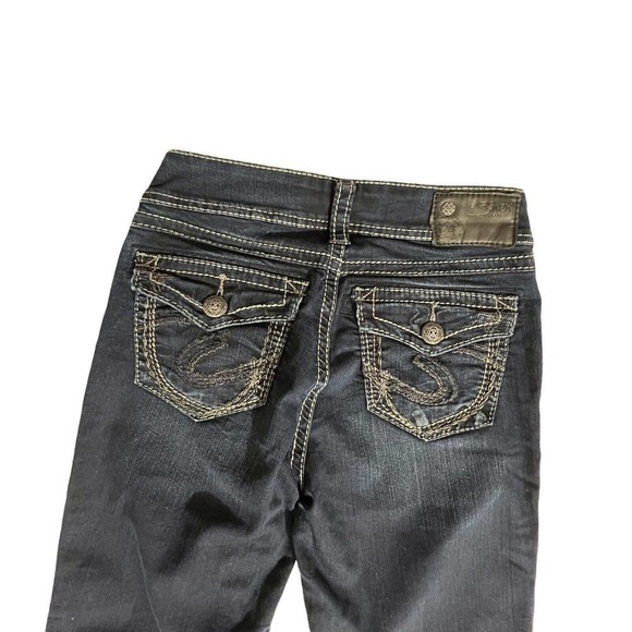 WOMENS SILVER SUKI 26X31 JEANS MID SLIM BOOT FLUID DENIM FLAP POCKET DARK - Picture 2 of 11